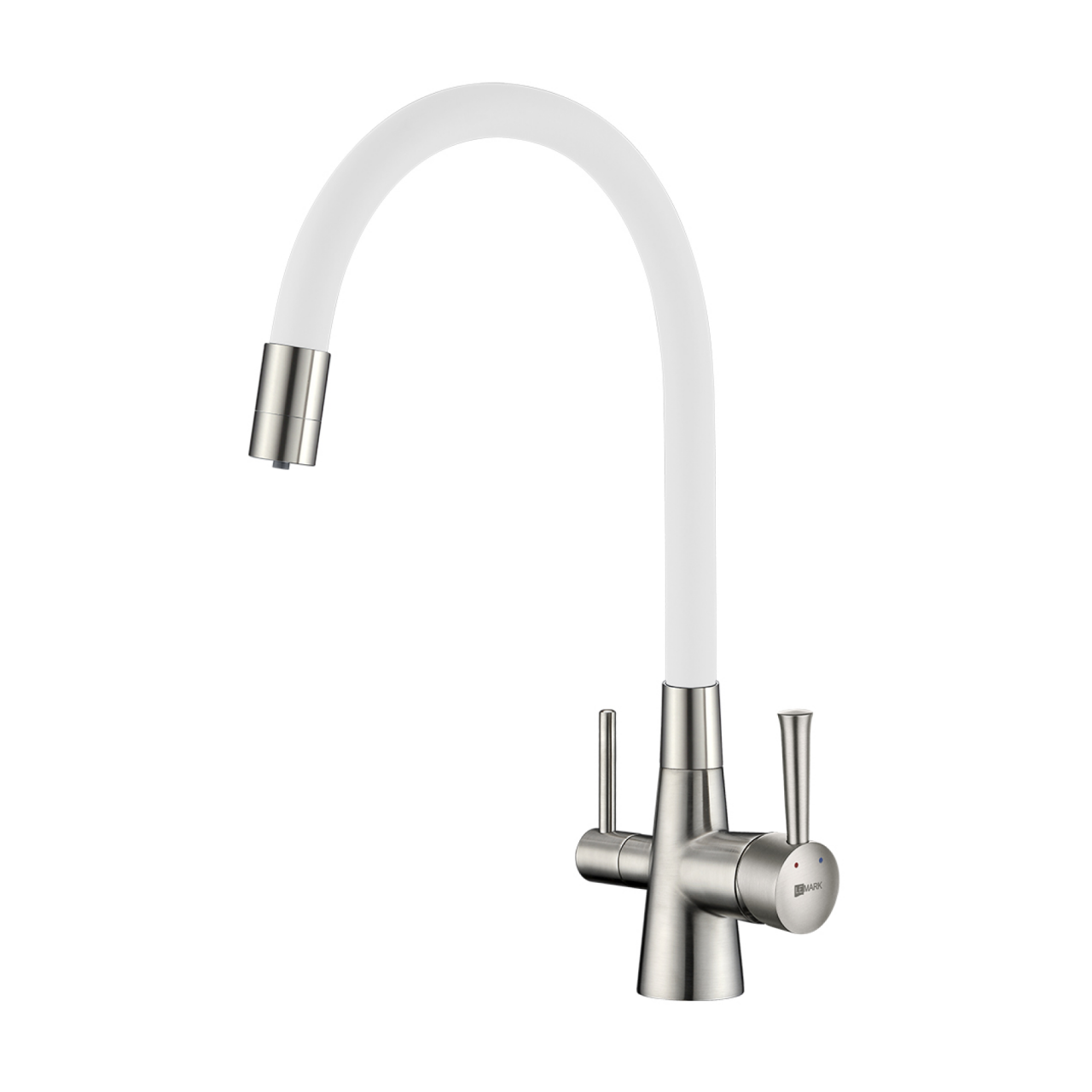 Смеситель Lemark Comfort с подкл. к фильтру,  35 мм, никель/белый, LM3075BN-White