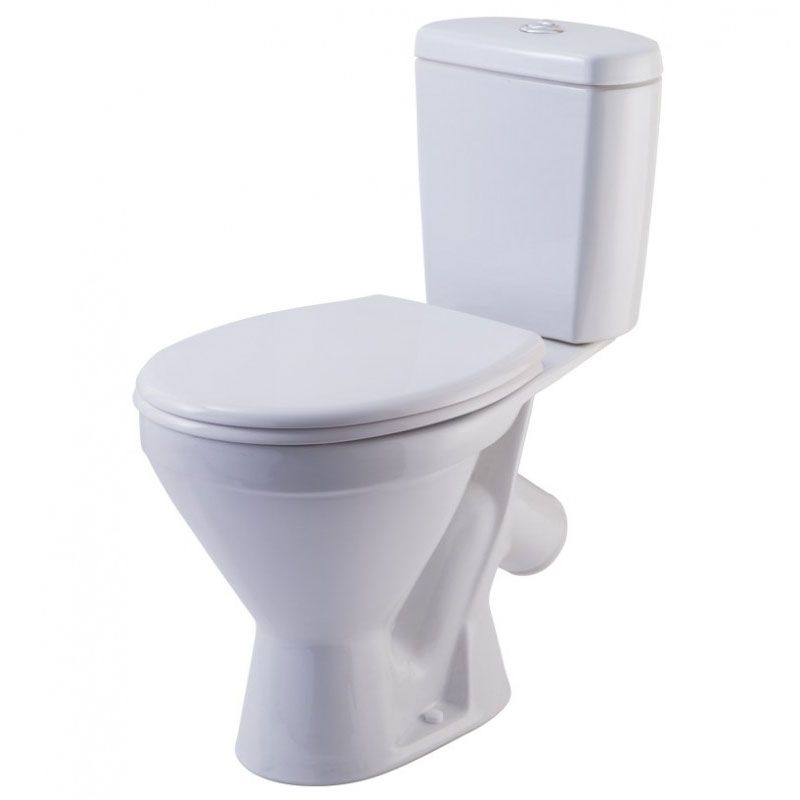 Унитаз-компакт Rosa Стандарт Эконом (косой выпуск, нижн.подв., кнопка хром)