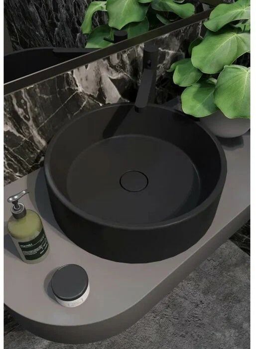 Раковина Rotund 440-08-Qwarin, круглая, искусственный камень, цвет - космос