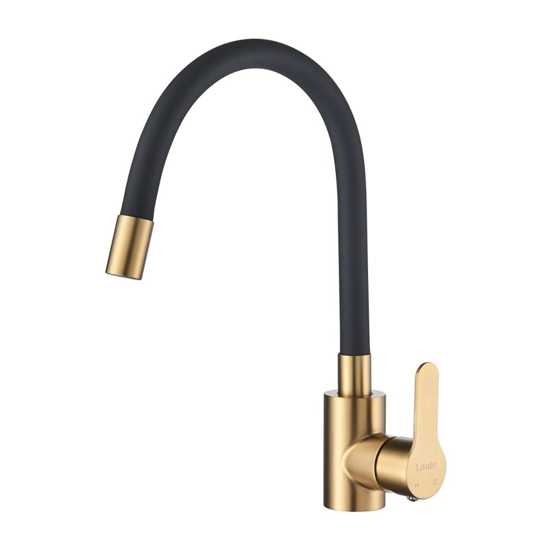Кухонный смеситель с гибким изливом, золото/черный SOL193BGQ-2 La Oute