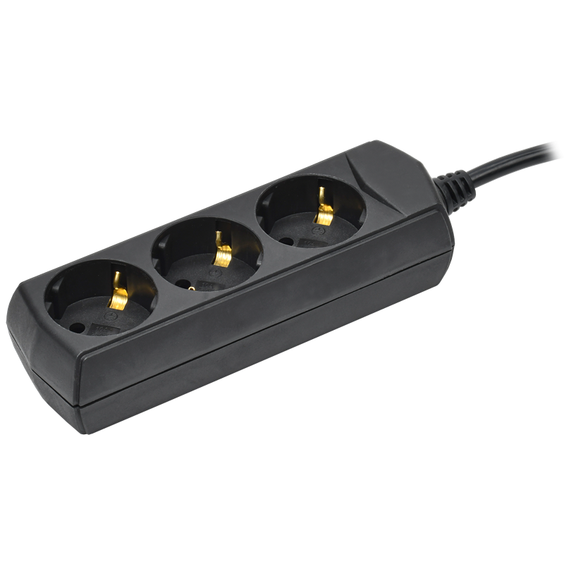 Удлинитель У03 - 3 места с заземлением 5м 3х1мм2 10А 250В черный GENERICA