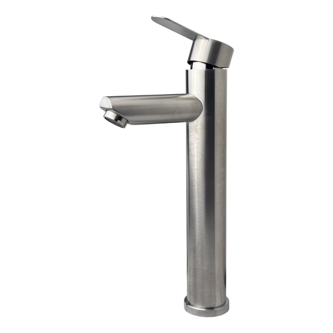 Смеситель для умывальника высокий VEROSA SU-23-01-L нерж. сталь, картридж 35