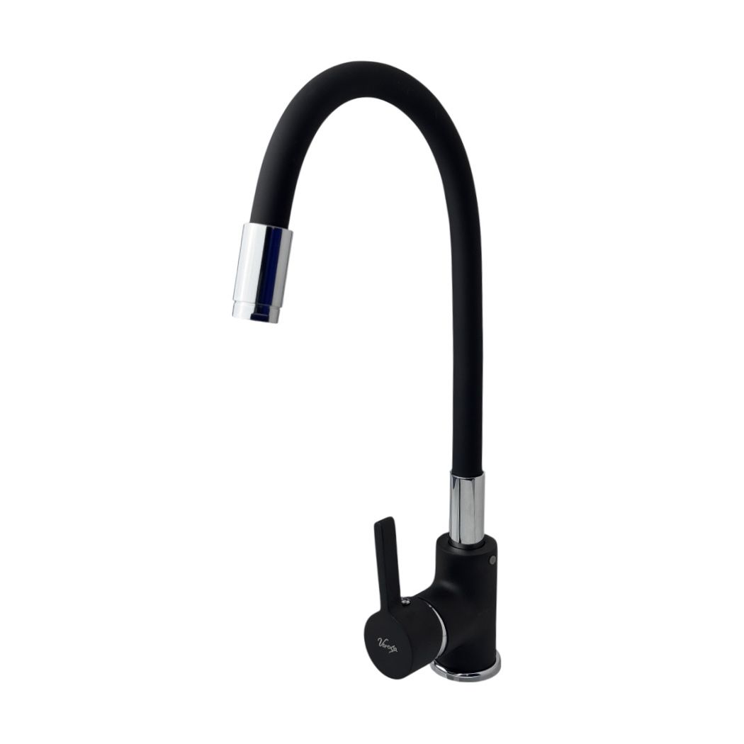 Смеситель для кухни VEROSA SK-17-04-07-B (гибкий излив, чёрный, картридж D35, гайка), (без подводки)