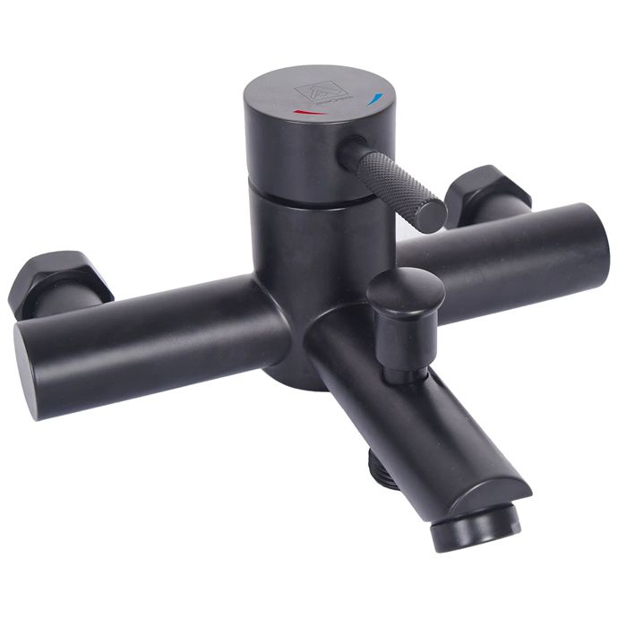 Смеситель для ванны SOLID чёрный, d-35 нерж. сталь, короткий нос