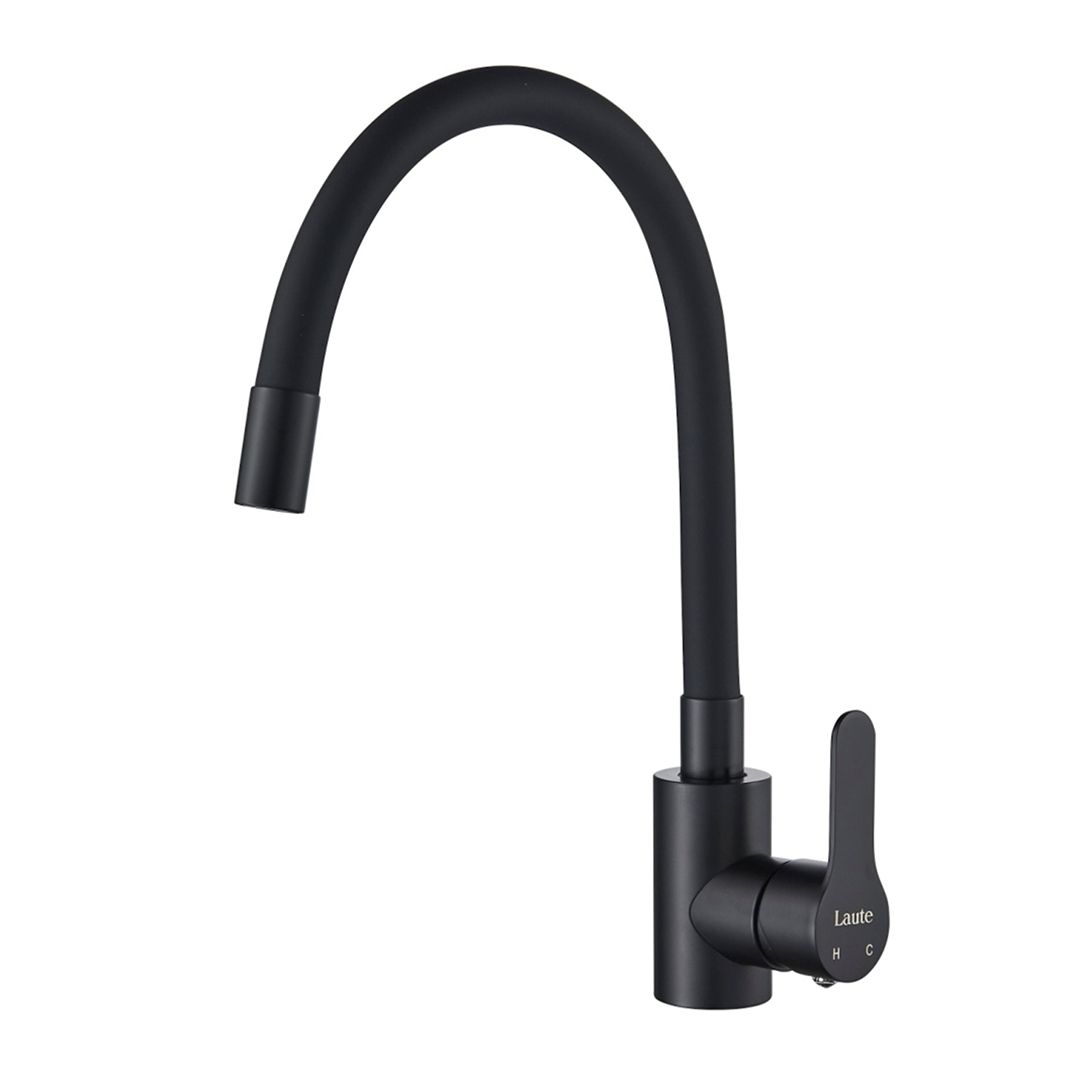 Кухонный смеситель с гибким изливом, черный SOL193BH-2 La Oute