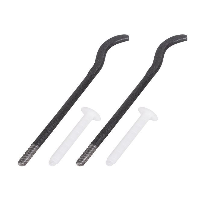 Комплект плоских кронштейнов с дюбелями 7,2х170мм, черные (2шт)