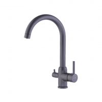Смеситель для кухни VEROSA SK-12-12-Graphite с каналом для чистой воды, латунь, графит, карт. D35,Г-