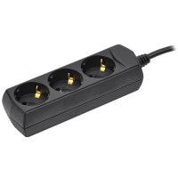 Удлинитель У03 - 3 места с заземлением 5м 3х1мм2 10А 250В черный GENERICA