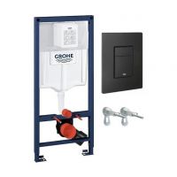 Система инсталяции GROHE SOLIDO 38811KF0 (с клавишей смыва, три режима слива, черный матовый)
