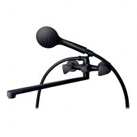 Смеситель для ванны  VEROSA SV-05-06-07-B дл. нос двухвент. Чёрный (излив плоский 35 см, маховик мет