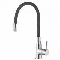 Смеситель для кухни с силиконовым изливом, 35мм, черный хром, V848899-2