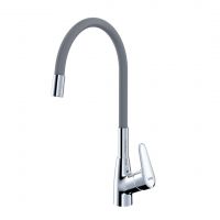 Смеситель AWP Sintur K1003CG для кухни с гибким силиконовым изливом, хром/серый