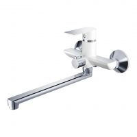 Смеситель однорычажный для ванны, длинный излив переключатель в корпусе белый/хром HB22505-8